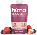 Huma Recovery Protein Smoothie, 12 Pouches - 15g Collagen + Whey Post Workout Recovery Drink - Ready- to- Drink Protein Shake valódi gyümölcsökkel, elektrolitok, egészséges zsírok
