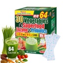 Yamamoto Kanpoh YAMAKAN Greens Superfood Powder mit präbiotischen Fiber & Enzymen für Verdauung, 30 Veggies & Young Barley Grass Juice Blend aus Japan, Gut Health for Women & Men, 64 Packets