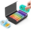 Zannaki Metal XL Weekly Pill Organizer 2 Times egy nap, Big Travel Daily Pill Box 7 nap, Hordozható hét Kétszer Pill tartó, AM PM Pill Case Medicine Vitamin Medication Supplement, Black
