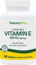 NaturesPlus E-vitamin, természetes carob flavor - 90 rágótabletta, csomag 2 - Free-Radical Defense & Összesített Well- Being - Vegetáriánus, glutén mentes - 180 teljes szervadék