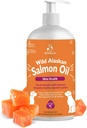 Vad alaszkai lazacolaj kutyák és macskák számára, Omega3 halolaj kiegészítés EPA & DHA, Support Skin Health, Shiny Coat, Strong Joint & Allergy Relief - Pump palack 16oz