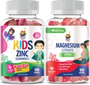 Magnesiumgummis für Erwachsene & Zinkgummis für Kinder & Erwachsene. 200mg - Kalm Magnesium Kauen - Magnesium Citrat Kaubare Ergänzung für Mood & Muskelunterstützung. Zink Kaugummi für Immununterstützung -