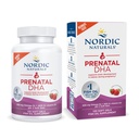 Nordic Naturals Prenatal DHA, Strawberry - 120 Soft Gels - 830 mg Omega3 + 400 NE D3-vitamin - Támogatja az agy fejlődését a babák terhesség és szoptatás alatt - Non-GMO - 60 Servings