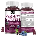 Quercetin Gumies with Bromelain 2378mg - Elderberry, Echinacea Purpurea kivonat, Cink, C-vitamin, D3, K2, Complex Supports Immune, Cardiovascularis & Respiratory, Vegan Gummy for Felnőtt & Kölyök