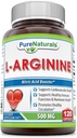 Tiszta Naturals L- Arginine 500 Mg kapszula, Támogatja a kardiovaszkuláris egészséget, támogatja az egészséges immunfunkciót és a hormonális egészséget, prototes Egészséges keringést (120)