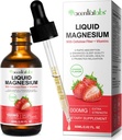 Magnézium-glicinát Folyékony, Folyékony Magnézium 1000Mg, Magnézium cseppek, Folyékony Magnézium-kiegészítés, Cellulóz-fiber, B6-vitamin, C, D, Cink, Emésztési egészség, Promotes relaxáció, No Sugar, 2 Fl Oz
