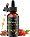 Liposomal Berberine Drops Supplement 3000mg - Magas abszorpciós AMPK Activator, Organic Berberine HCl Complex Ceylon Fahéj & Ginger for Immune & Digestion (2 fl oz)