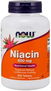 Niacin, 500 mg, Tr 250 Tabs by Now Foods (3-as csomag)