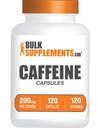 BulkSupplements.com koffein 200mg kapszula - koffein kiegészítők, koffein pirula 200mg - az energia támogatás, 1 koffein kapszula per szerving, 120 kapszula (csomag 1)
