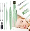 Fül viasz eltávolító szerszámok, 9 Pack fül tisztító eszköz, fül Pick 2 LED fény, épített USB fül viasz Remover gyerekeknek és felnőtteknek
