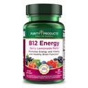 Tisztaság termékek B- 12 Energy Berry Lemonade Olvadék w / Super Fruits Metilcobalamin B12 - Vitamins B6, D3, Folic Acid and Biotin - Magas abszorpció Mecobalactive B 12- 30 Olvasztó tabletta