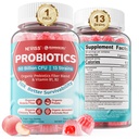 NEVISS probiotikus + Prebiotikus gumik felnőttek és gyerekek számára 4 +, Sugar Free Chewable 50 Million CFU w / Fiber, B1 B2 D3 vitamin & Cink, Digestive & Gut Health, Boost Microflora Diversity, 60 Cts