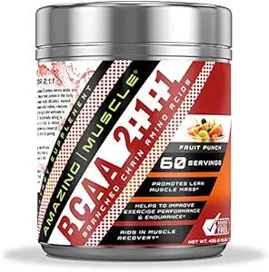 Amazing Muscle BCAA 2: 1: 1 Elágazó láncú Amino Acids Supplement 124; 6000 Mg Per Serving Aviation 124; Gyümölcs Punch Flavor Aviation 124; 60 Servings