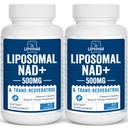 Liposzómás NAD + 500 mg + Transz- Resveratrol 300 mg, Superior abszorpció, Igaz NAD kiegészítés Hatékony, mint NMN, Nicotinamid Ribozid celluláris energia metabolizmus és DNS javítás, Egészséges öregedés, 120 Softgels