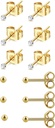 6Pairs 2mm / 3mm Sebészi Acél Hipoallergén Piercing Studs, 20G 14K Real Gold Filled Tiny Stud fülbevaló készlet többszörös lyuk piercing (Cubic Zirconia, Pearl, Ball)