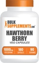 BulkSupplemens.com Hawthorn Berry kapszula - gyógynövény kiegészítés, Hawthorn Berry kivonat 1000mg - Gluten Free, 2 kapszula per szerving, 180 Count (1-es csomag)