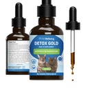 Pet Wellbeing Detox Gold macskáknak - Gyengéd méregtelenítés és eliminációs támogatás, Immunrendszeri ellátás, Nettle, Áldott Thistle, Burdock Root - Veterinarian- Formulált gyógynövény kiegészítés 2 oz (59 ml)