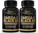 FREZZOR Omega 3 Black for Joint Care & Comfort - Új-Zéland Zöld Epped Mussel Oil kapszula; 53x Magasabb potencia UAF1000 + Super Antioxidant, Nincs halas utóíz, 60 gróf (2-es csomag)