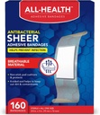 All Health Antibakteriális Sheer Adhezive Bandages, 3 / 4 x 3 in, 160 ct