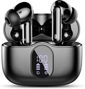 Vezeték nélküli fülhallgató, Bluetooth 5.4 Fejhallgató Bass Stereo, füldugók a zaj törlésével Mic LED Display, IP7 vízálló fülhallgató, 36H Playtime laptop Pad Phones Sports Workout, Black