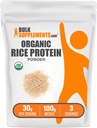 BulkSupplements.com Organic Rice Protein Powder - Vegan Plant Protein, Flavored - Vegan & Gluten Free, 30g per Serving, 100g (3.5 oz) (1-es csomag)