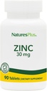 NaturesPlus Cink tabletta - 30 mg, 90 Vegetáriánus tabletta - Immunrendszeri kiegészítés a sejtek növekedéséhez és javításához - Promotes Egészséges emésztés, Metabolizmus és látás - Gluténmentes - 90 adag