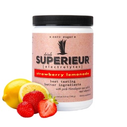 Superieur Electrolytes- Plant Based Electrolyte Supplement w / Sea Minerals for Hydration & Recovery- Keto Friendly, Non-GMO, Zero Sugar, Vegan Healthy Sports Drink Powder- Strawberry Lemon (70 Serv)