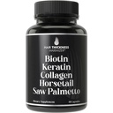 Biotin (5000mcg), Keratin, Collagen, Pferdeschwanz, Saw Palmetto – 5-in-1 Haarwachstumsergänzung & Vitamine für Frauen & Männer, DHT Blocker Kapseln für Dünnen - Haarwachstum Vitamine