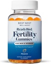 Legjobb Nest Wellness Fertilitás Gummees - Prenatalis Multivitamin Fogamzástámogatáshoz - Táplálkozási kiegészítés metilezett vitaminokkal - Rezgő egészségügyi támogatás Q10 koenzim - Peach, 60 Gummies