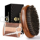 Sosoon Beard Brush for men, 100% Tiszta Boar Bristle Beard Brush, Beard Grooming Set Beleértve Beard Comb, 2 Pcs Mustache Scolter, és utazási táska