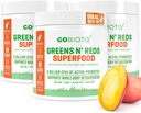 GOBIOTIX Super Greens and Reds Powder - Red and Green Superfood - Probiotic Supplement - Digitális enzimek és a Beet Root Powder - Organic Whole Foods Dietary Supplement (Mango, 3 csomag)