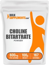 BulkSupplements.com Kolin Bitaltarate Powder - Kolin kiegészítők - Flavored & Gluten Free, 600mg per Serving, 100g (3.5 oz) (1-es csomag)
