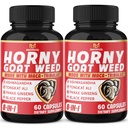 BMVINVOL (2 csomag) Horny Goat Weed kapszula Maca, Tribulus, Ginseng. Ashwagandha, Tongkat Ali - 8- in1 Support Energy Levelek