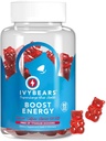 IvyBears ® Energy Boost Gumies - Vegan rágható energia kiegészítők B12-vitamin & Természetes koffein - Fókusz, Napi Energia & Stamina Support - Pre Edzés Gumies - 60 Count
