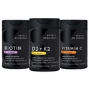 Sport Research Vitamin D3 5000iu K2 100mcg, Vegan Biotin 10,000mcg kókuszolajjal és nagy potenciállal C-vitamin kiegészítés 1000mg