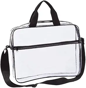 Clear Portfolio Briefcase Hírvivő táska Kezekkel Munkadokumentum Tároló Átlátszó Utazási Fájl Szervező Front Zipper Pouch & Pen Pocket Oldal