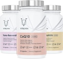 Vitruvin Beauty + Comfort Pack COQ10 200mg + Trans- Resveratrol 500mg + Curcumin 500mg, Vegan, Non-GMO, gluténmentes, zselatinmentes. Egészséges bőr, hallás, ízületek és agy