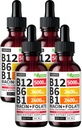 (4 csomag) B12-vitamin és B6 folyékony cseppek, B12 Nyelvalatti B-vitamin Komplex - B 12-vitamin 5000mcg - B12 Metilkobalamin energia, agy, és szív támogatás 27,200 µg, Strawberry, 80 Servings