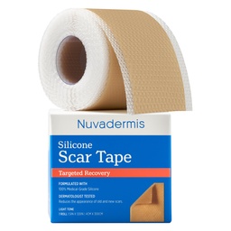 NUVADERMIS Szilikon horzsolás szalag sebészi hegek - 120 "x 1,5" Roll - Orvosi fokozatú hegek szalag ráncok, sebészeti hegek, Keloid hegek, és Hypertrophiás sebek - újrahasználható hegek tekercs - 1 Pack