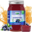 ACEYO (18 OZ) Ír tengeri moha Gel Organic Raw Vegan Blueberry Flavor 102 Vitaminok és ásványok Wild Harried Non-GMO Immun Defense Booster Thyroid Digestive Support
