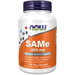 NOW Foods kiegészítők, SAMe (S- Adenosyl- L- Metionine) 200 mg, Idegrendszeri támogatás *, 120 Veg kapszula