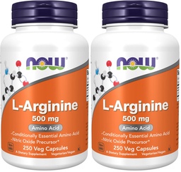 Most kiegészítők, L- Arginine 500 mg, nitrogén-oxid Precistor *, Amino Acid, 250 Veg kapszula (2-es csomag)