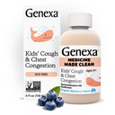Genexa Kids 'Clean Cough & Mellkasi Congestion Medicine, Dye Free, 0% Mesterséges adalékanyagok, Multi- Syrough Cough Sympase for Kids 4- 11, Köhögéscsillapító és Expectorant, Organic Blueberry Flavor, 4 fl oz