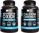 Pure Original Ingredients Kalcium Carbonate and Magnézium Oxide Bundle, 365 Capsules Each, No Fillers, Alwasy Pure