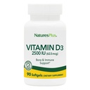 NaturesPlus D3-vitamin (Cholecalciferol) - 2500 iu, 90 Softgels - Csontegészség, Szív-egészségügyi és Immunrendszeri Támogatási Kiegészítés, Biológiailag elérhető aktív űrlap - Gluten- Free - 90 Servings