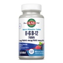 KAL Vitamin B-6, B-12 & Folic Acid Supplement, Herzgesundheit, Energie & Red Blood Cell Support*, mit Vitamin B12 Methylcobalamin & Folate, natürliche Berry Flavor, 60 Servierungen, 60 ActivMelt Micro Tablets