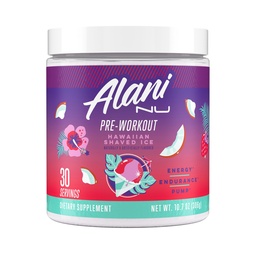 Alani Nu Pre Workout Powder Hawaiian Shaved ICE, Amino Energy Boost, Endurance kiegészítés, Sugar Free, 200mg koffein, L- Theanine, Beta- Alanine, L- Citrulline, 30 szerváció