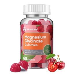 Magnézium Glicinate Gumies 400mg, Sugar Free Magnézium Supplement w / Ashwagandha, Cink, Vegan Magnézium Glicinate Supplement felnőtteknek - 60 Cherry Gumies