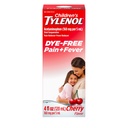 Gyermekek Tylenol Liquid Oral Suspension Pain Reliever & Fever Reducer Acetaminophen-, Aszpirin-, Ibuprofén-, Magas fruktóz Corn Syrup- & Dye- Free, Cherry, 4 Fl