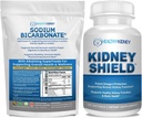 Szerves nátrium-bikarbonát alkáli kiegészítés köteg: 2LB por az alkálimiához, Acid Neutralizer & Kidney Support + 120 Caps Kidney Shield for Kidney Health, Cleanse & Omega 3 Support